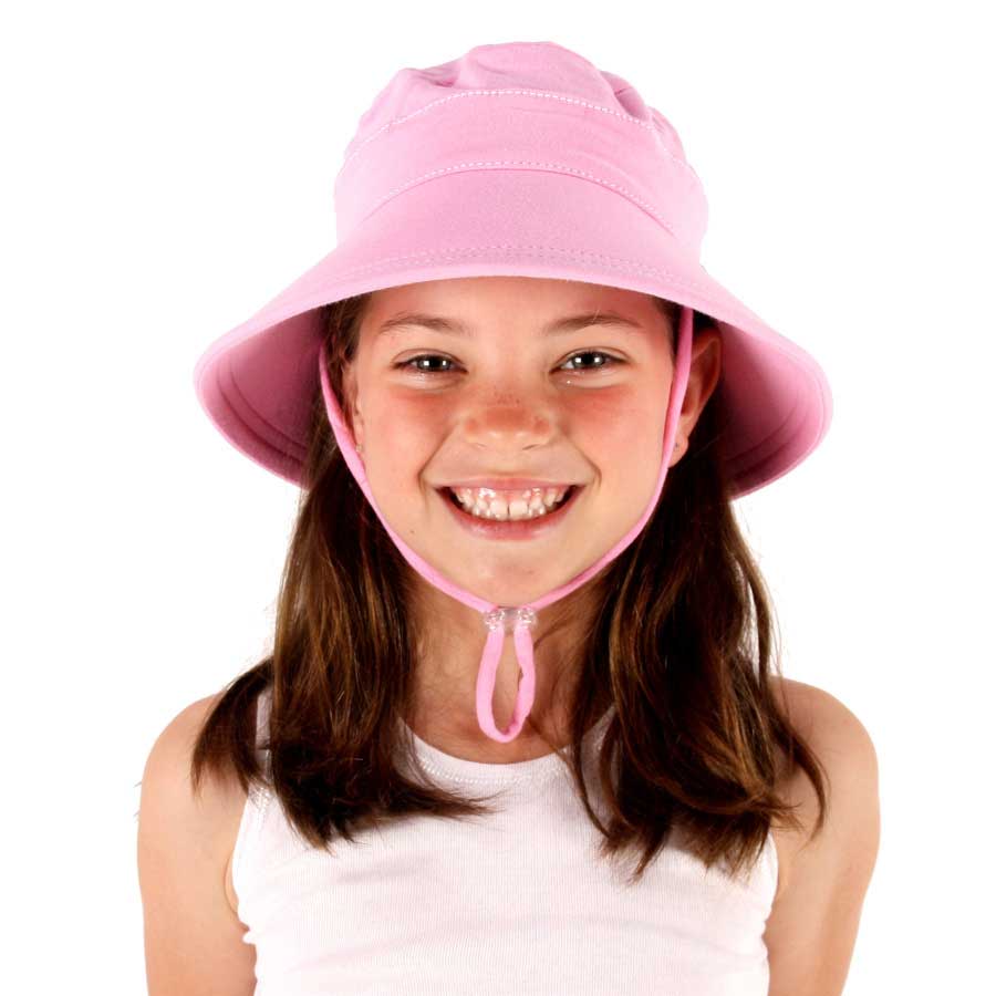 Girls Bucket Hat in Pink with Strap Bedhead hats UPF 50+ Baby & Kids