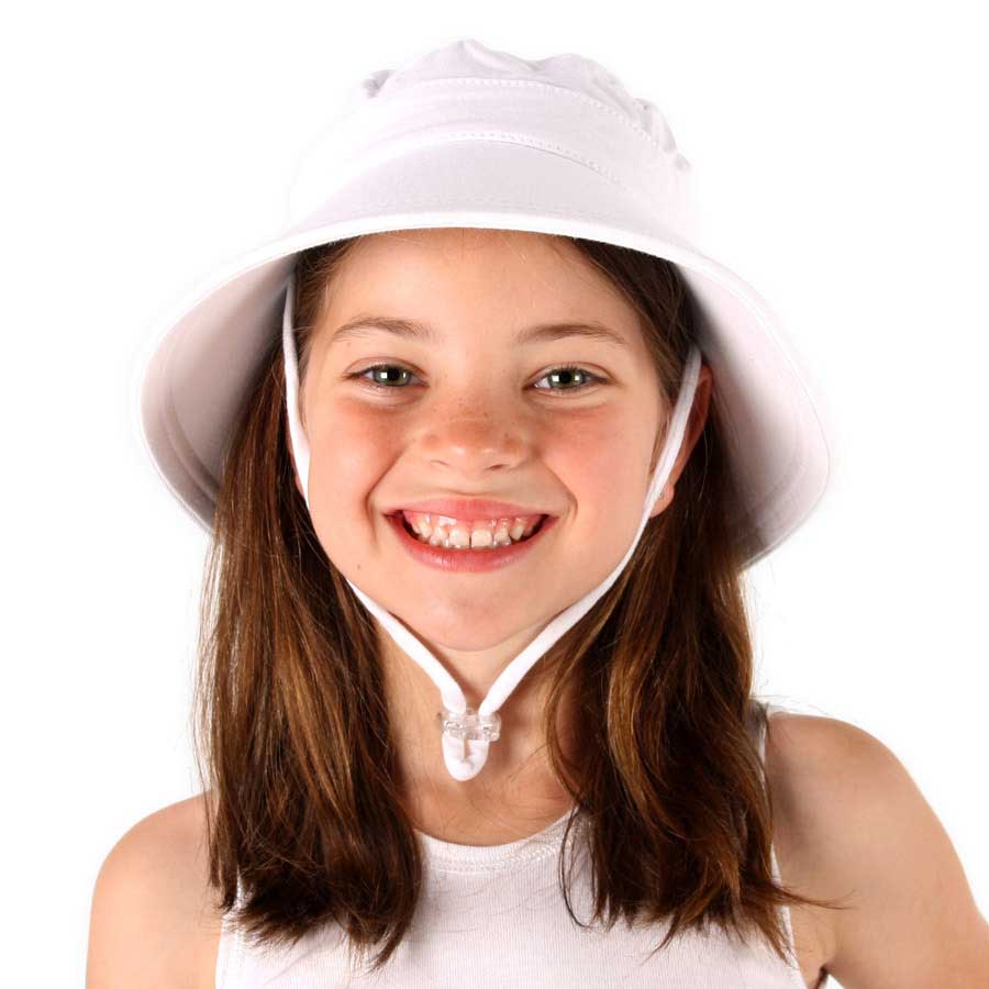 Bedhead Hats White Bucket Hat Strap Girls Boys Bedhead Hats White Bucket Hat Strap Girls Boys