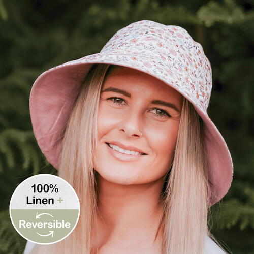  'Vacationer' Reversible Ladies Sun Hat - Chelsea / Rosa