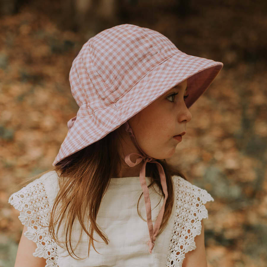 Bedhead Hats Girls Linen Sun Hat with chin strap. UPF 50+ Sun Protection