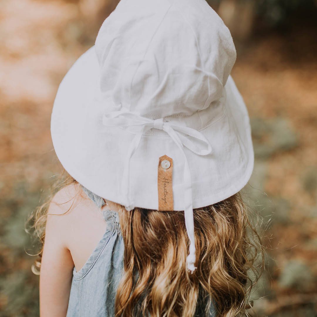 Bedhead Hats Girls Linen Sun Hat with chin strap. UPF 50+ Sun Protection