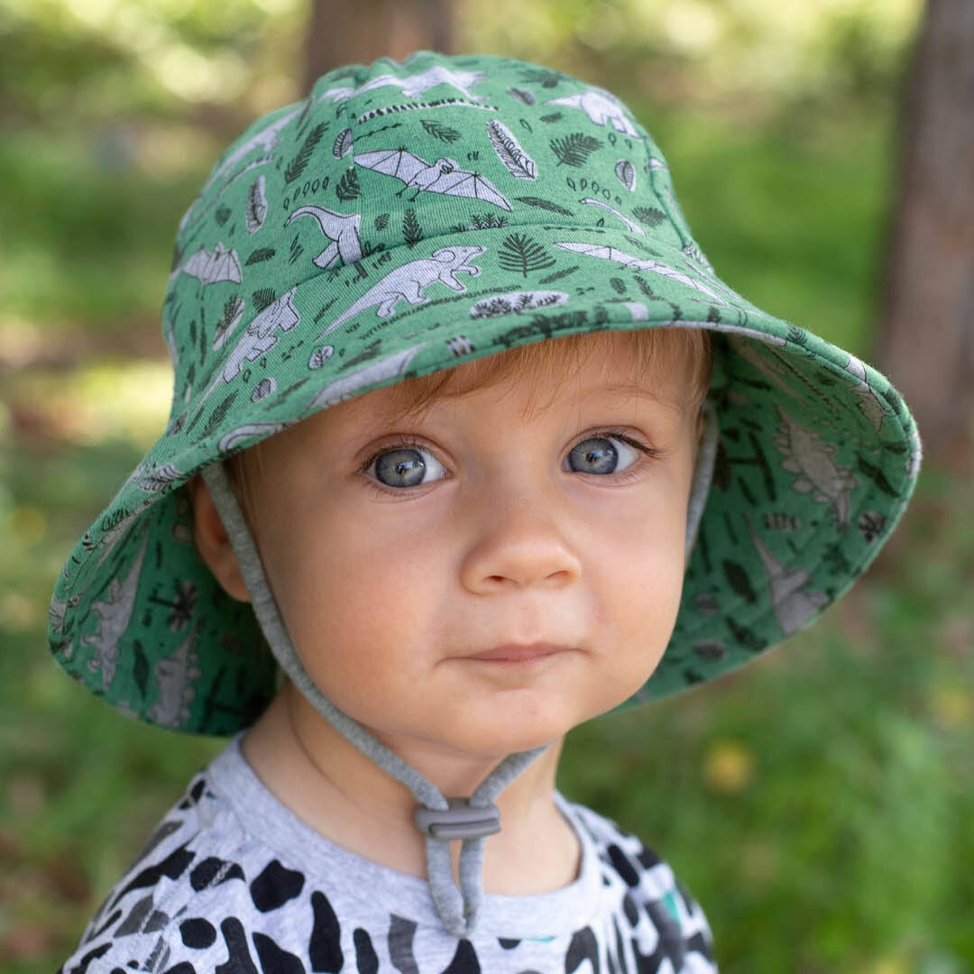 Kids Bucket Hat Cute Dinosaur Patterned Sun Protection Hat Wide Brim Cotton Cap for Toddler Boys Girls Summer Wearing