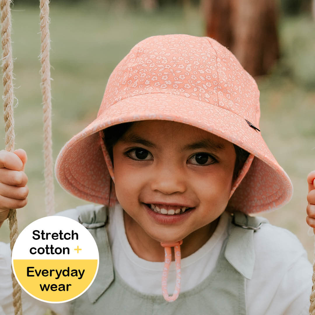 Kids Ponytail Bucket Sun Hat - Petunia