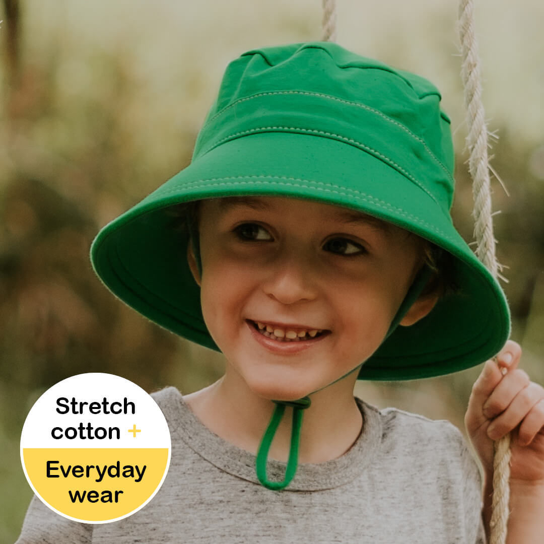 Bedhead hats - Green Bucket Hat with Strap for girls & boys UPF 50