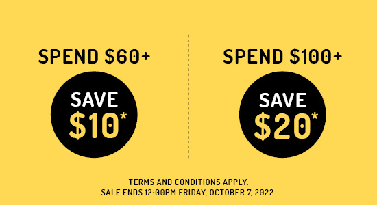 Spend and Save Spring Sale! Ends 10:00am Thursday, October 21 2021