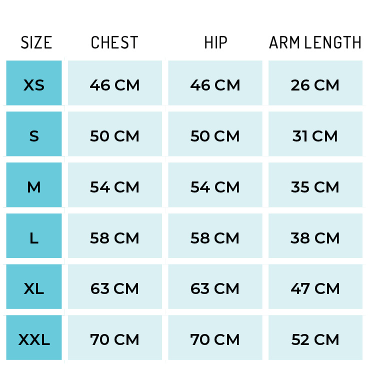 Rash Vest size guide