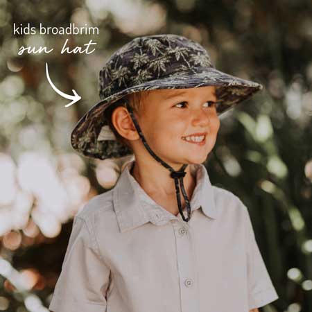 Heritage kids broadbrim sun hat in palms