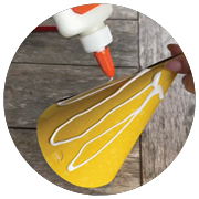 Glue painted onto party hat