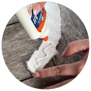 Glue onto strip of fluffy fabric