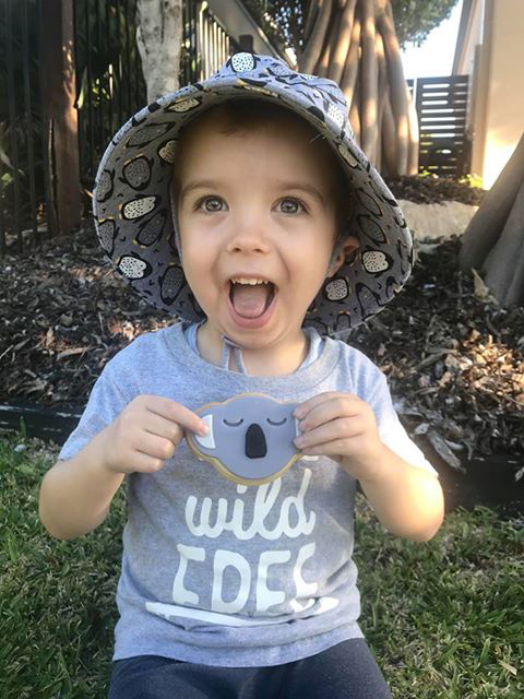 Boy wearing Bedhead Classic Bucket 'Penguin' Print 