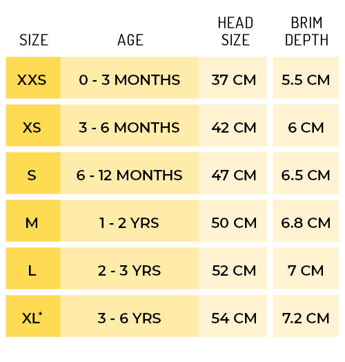 Originals & Swim size guide