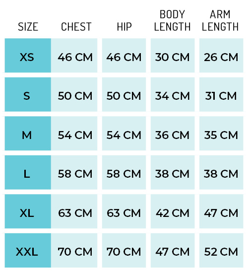 Rash Vest size guide