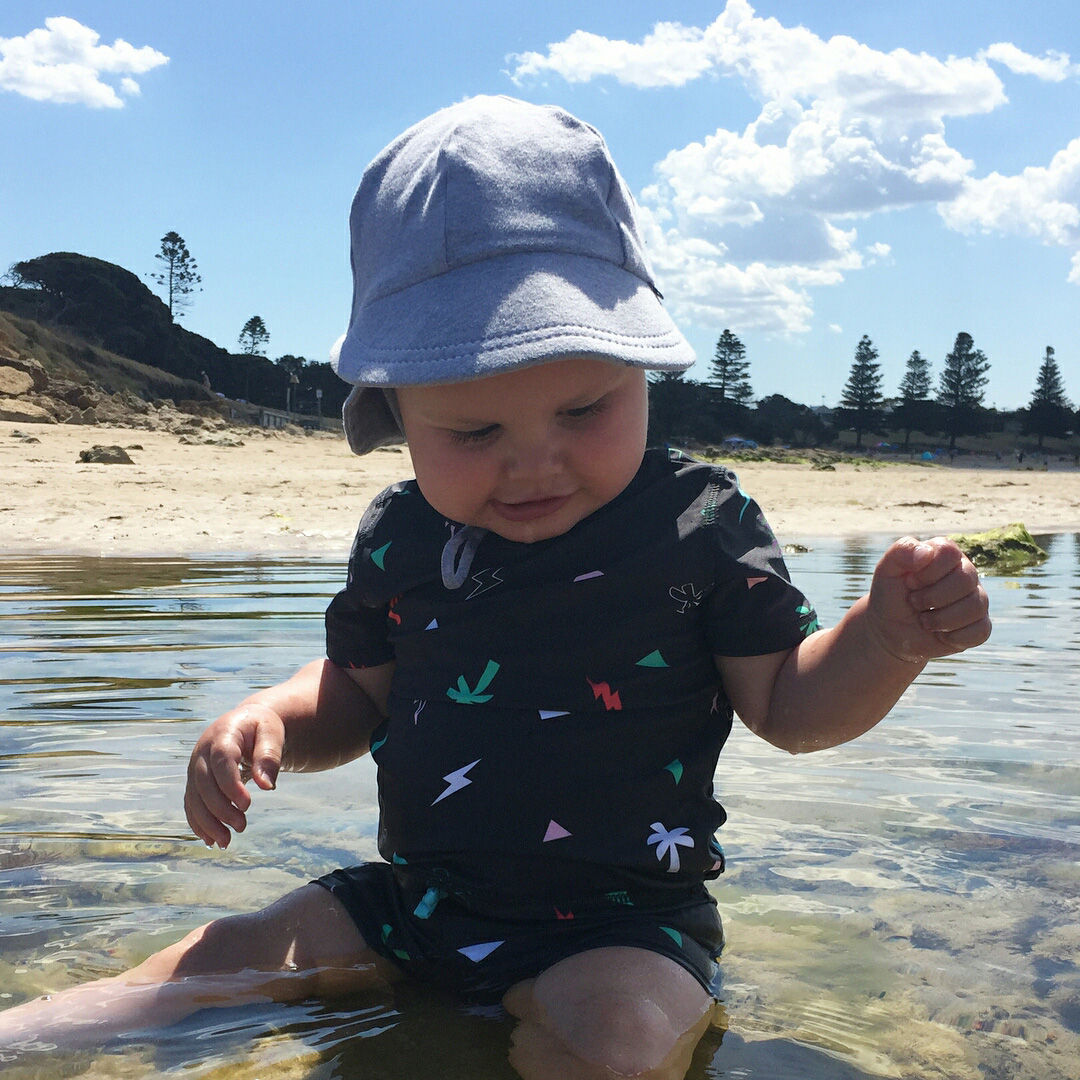 Baby boy wearing Bedhead Legionnaire Hat Grey Marle