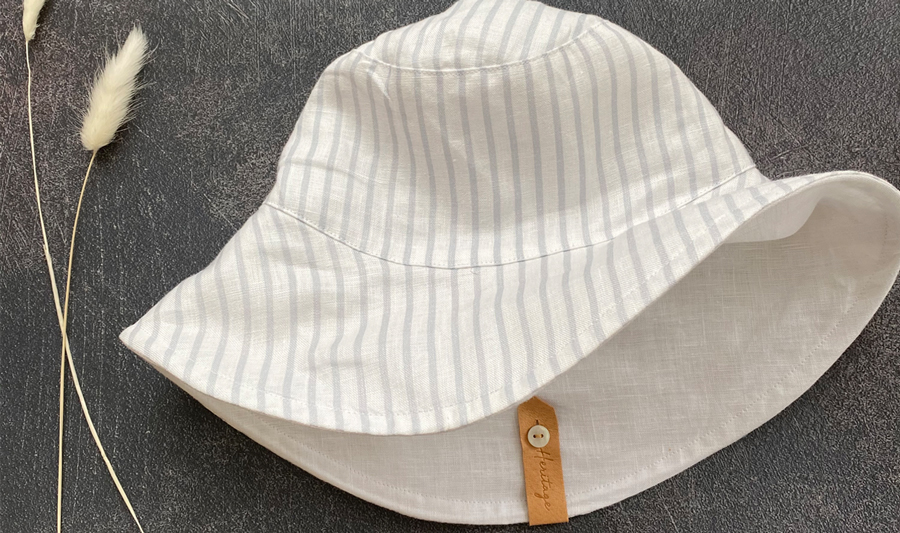 reversible eco-friendly linen hat for ladies and kids 