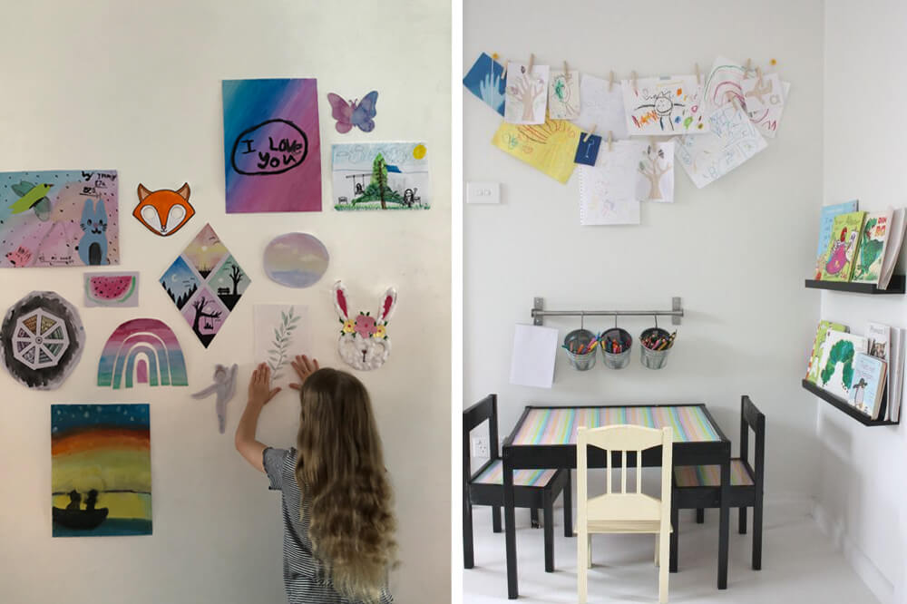 kids craft wall and display