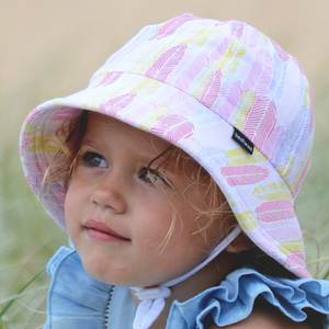 Girls Baby Bucket Hat 'Feather' Print