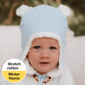 Fleecy Baby Beanie - Baby Blue Marle