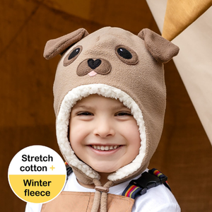 Puppy Fleecy Winter Beanie - Brown