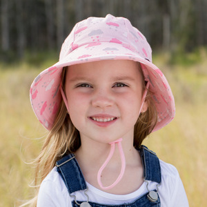 Ponytail Bucket Hat with Strap - Clouds