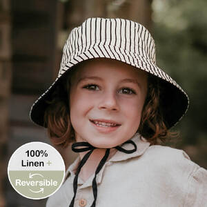  'Explorer' Kids Reversible Classic Bucket Hat - Bobbie / Ebony - 3-6 years / 54 - 58cm / L