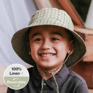  'Explorer' Kids Reversible Classic Bucket Hat - Noah / Moss - 3-6 years / 54 - 58cm / L