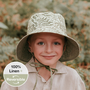  'Explorer' Kids Reversible Classic Bucket Hat - Fern / Moss - 1-3 years / 50 - 54cm / M
