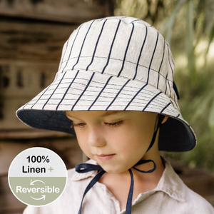  'Explorer' Kids Reversible Classic Bucket Hat - Alex / Indigo - 6-12 mth / 46 - 50cm / S