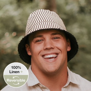  'Traveller' Reversible Adults Frayed Bucket Sun Hat - Bobbie / Ebony - 52 - 56cm / S
