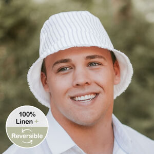  'Traveller' Reversible Adults Frayed Bucket Sun Hat - Finley / Blanc - 56 - 60cm / M