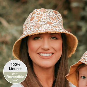  'Traveller' Reversible Adults Frayed Bucket Sun Hat - Marie / Maize - 60 - 64cm / L