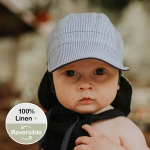 Reversible Baby Flap Sun Hat - Charlie / Indigo
