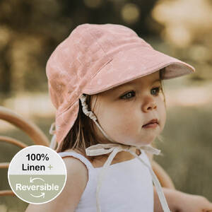 Reversible Baby Flap Sun Hat - Frances / Flax