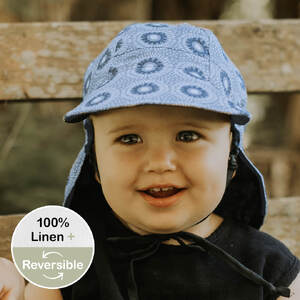 Reversible Baby Flap Sun Hat - Norman / Indigo