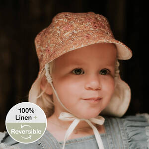  'Lounger' Baby  Reversible Flap Sun Hat - Alice / Flax