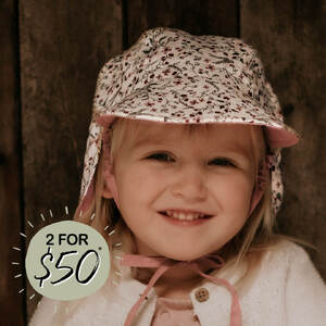  'Lounger' Baby  Reversible Flap Sun Hat - Lucy / Rosa