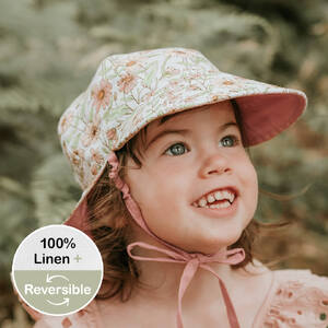  'Lounger' Baby Reversible Flap Sun Hat - Poppy / Rosa - 1-3 years / 50 - 54cm / M