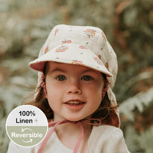  'Lounger' Baby Reversible Flap Sun Hat - Primrose / Rosa - 6-12 mth / 46 - 50cm / S