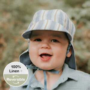  'Lounger' Baby Reversible Flap Sun Hat - Spencer / Steele - 0-3 mth / 38 - 42cm / XXS