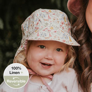  'Lounger' Flap Sun Hat - Paris / Rosa - 3-6 mth / 42 - 46cm / XS