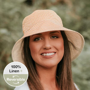  'Vacationer' Reversible Ladies Sun Hat - Frankie / Flax - 52 - 56cm / S