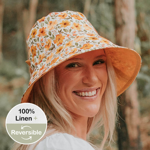  'Vacationer' Reversible Ladies Sun Hat - Margaret / Maize - 56 - 60cm / M