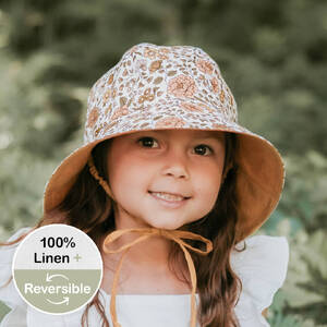  'Wanderer' Girls Reversible Panelled Bucket Sun Hat - Marie / Maize - 1-3 years / 50 - 54cm / M