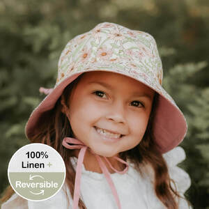  'Wanderer' Girls Reversible Panelled Bucket Sun Hat - Poppy / Rosa - 3-6 years / 54 - 58cm / L