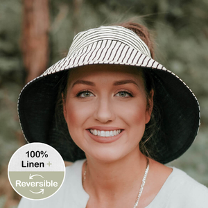  'Voyager' Reversible Ladies Wide-Brimmed Visor Sun Hat - Bobbie / Ebony - 52 - 56cm / S