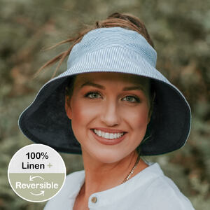  'Voyager' Reversible Ladies Wide-Brimmed Visor Sun Hat - Charlie / Indigo - 56 - 60cm / M