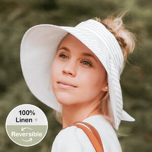  'Voyager' Reversible Ladies Wide-Brimmed Visor Sun Hat - Finley / Blanc - 56 - 60cm / M