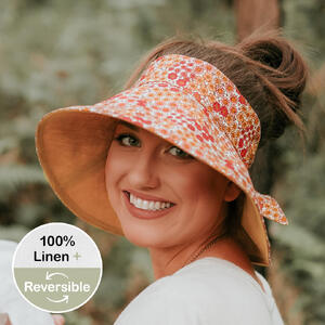  'Voyager' Reversible Ladies Wide-Brimmed Sun Visor - Melody / Maize - 52 - 56cm / S