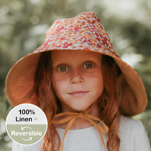  'Sightseer' Girls Wide Brimmed Sun Bonnet -Melody / Maize