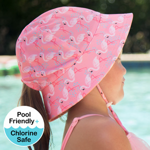 Girls Beach Hat Bucket UPF50+ Flamingo