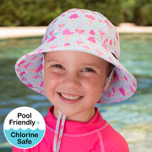 Girls Beach Hat Ponytail Bucket UPF50+ 'Ice Cream'